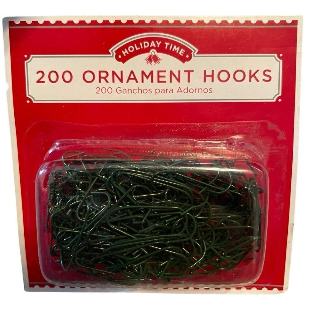 Holiday Time Holiday 1” Ornament Hooks 200 Green Wire Easter Hanukkah Kwanzaa